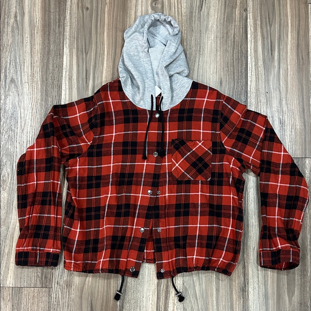 Plaid Jacket with Hood